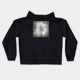 Flower Graphic Design Grey Scale Daisies, Floral Black & White Gifts Kids Hoodie